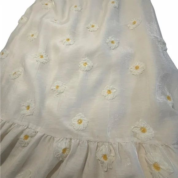 Storia Cream Floral Eyelet Maxi Dress with Bow Front Ruffle Straps Lrg - Picture 7 of 13